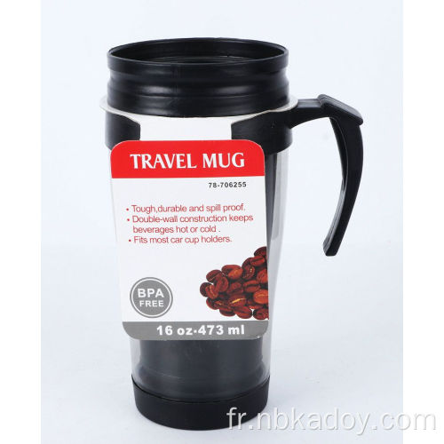 Tasse de double couche de voyage en plastique